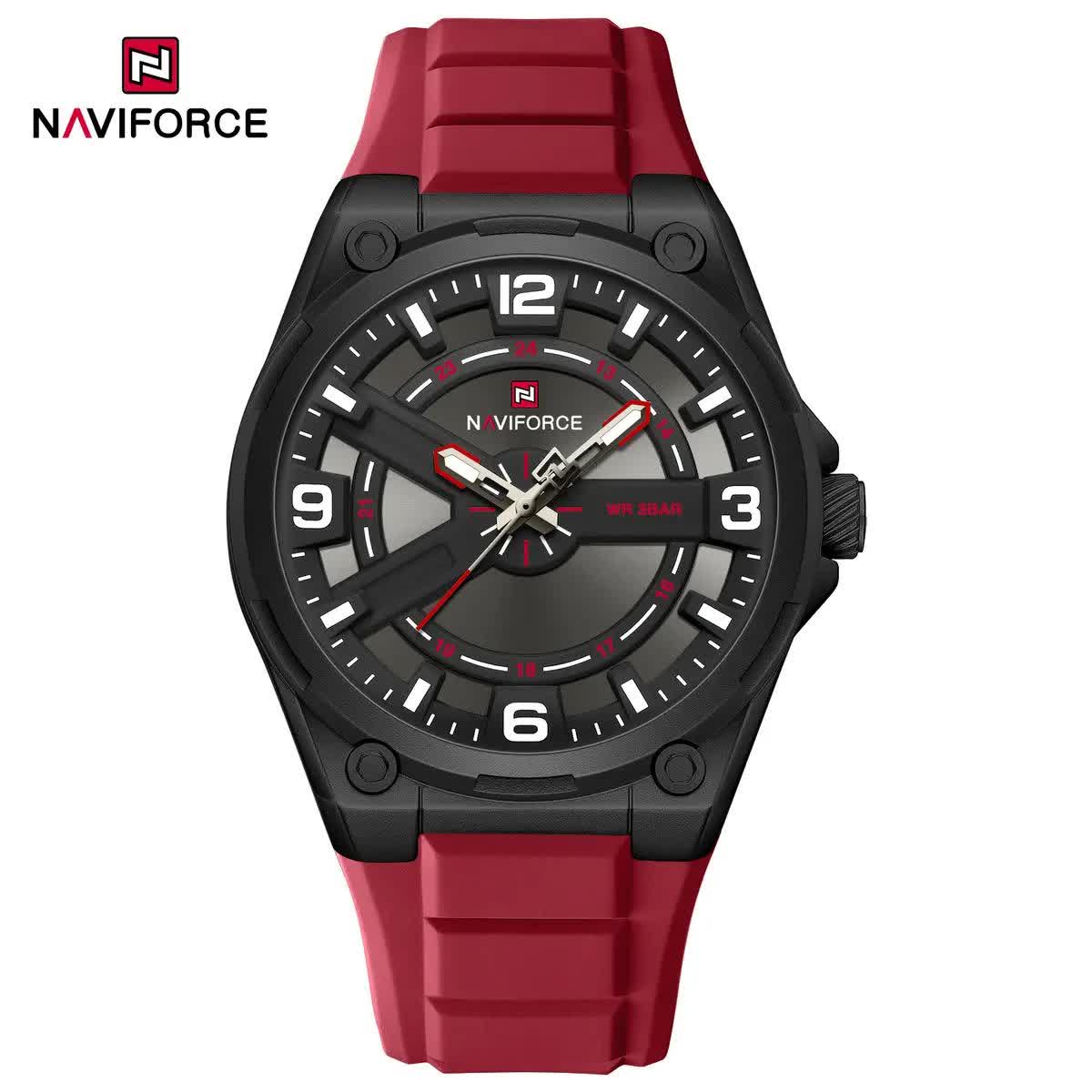 ساعت مچی عقربه ای مردانه نیوی فورس NAVIFORCE مدل Nf9260 بند قرمز