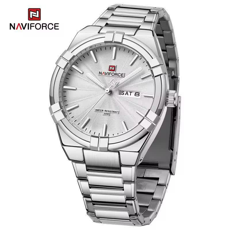 ساعت مچی مردانه نيوی فورس NAVIFORCE مدل Nf9218 ژاپنی صفحه سفيد