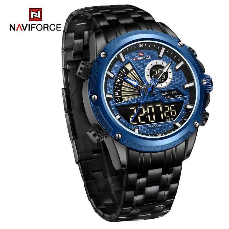 ساعت مچي مردانه عقربه اي و ديجيتال نيوي فورس NAVIFORCE مدل NF9205 موتور ژاپن مشکي