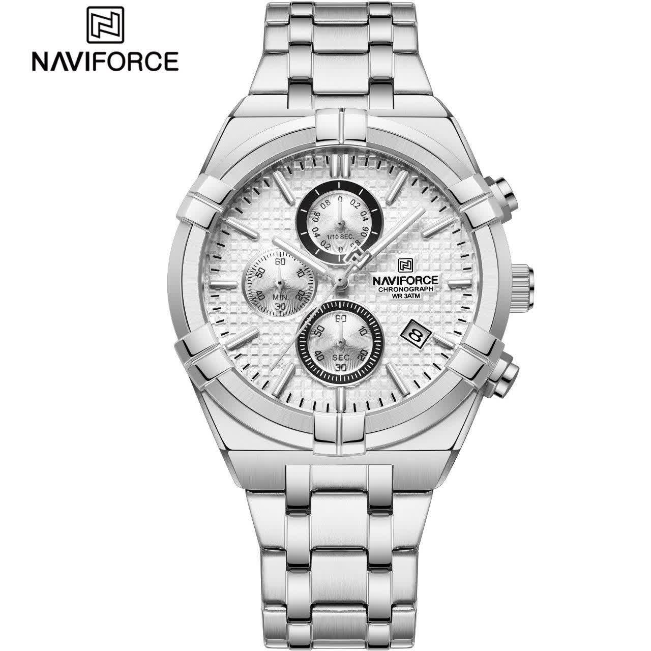 ساعت مچي کرنوگراف مردانه نيوي فورس NAVIFORCE مدل Nf8042 اورجينال استيل