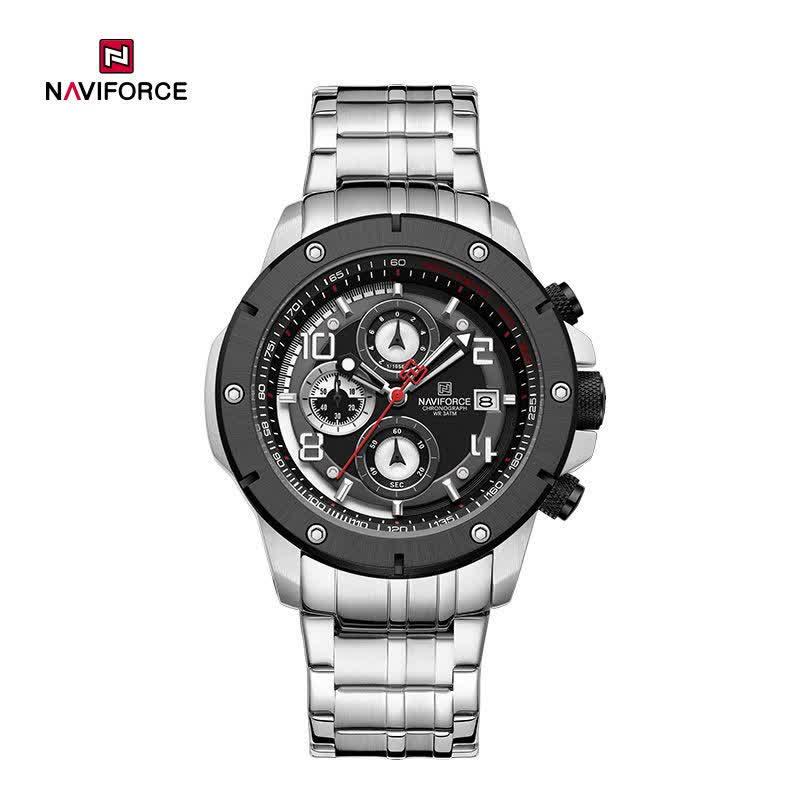 ساعت مچی کرنوگراف مردانه نيوی فورس NAVIFORCE مدل Nf8056 موتور ژاپن صفحه مشکی