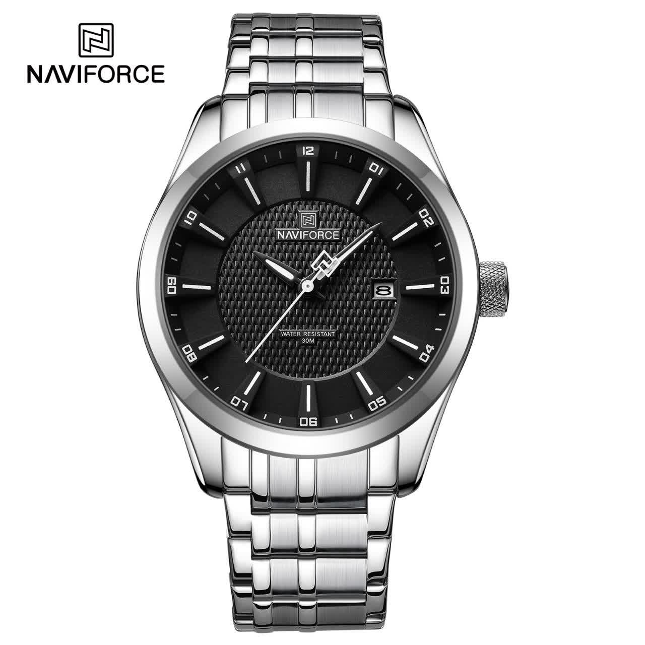 ساعت مچی مردانه نيوی فورس NAVIFORCE مدل Nf8032 ژاپنی صفحه مشکی